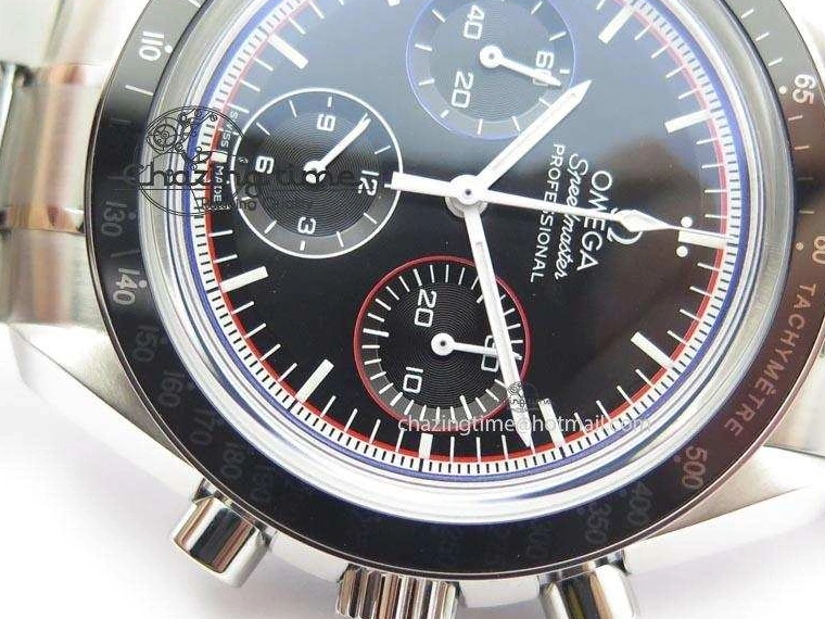 0118 Speedmaster MoonWatch  Apollo 16 Black Dial On SS Bracelet Supportive 8231